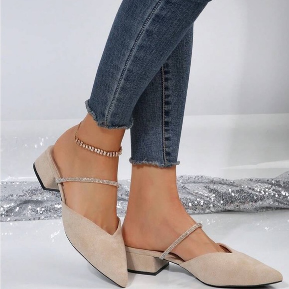 - Women Rhinestone Decor Point Toe Mule Flats - Picture 4 of 4